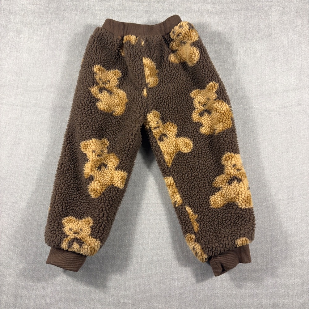 SHEIN Kids Brown Teddy Bear Fleece Joggers Borg Pants Size 110 5T